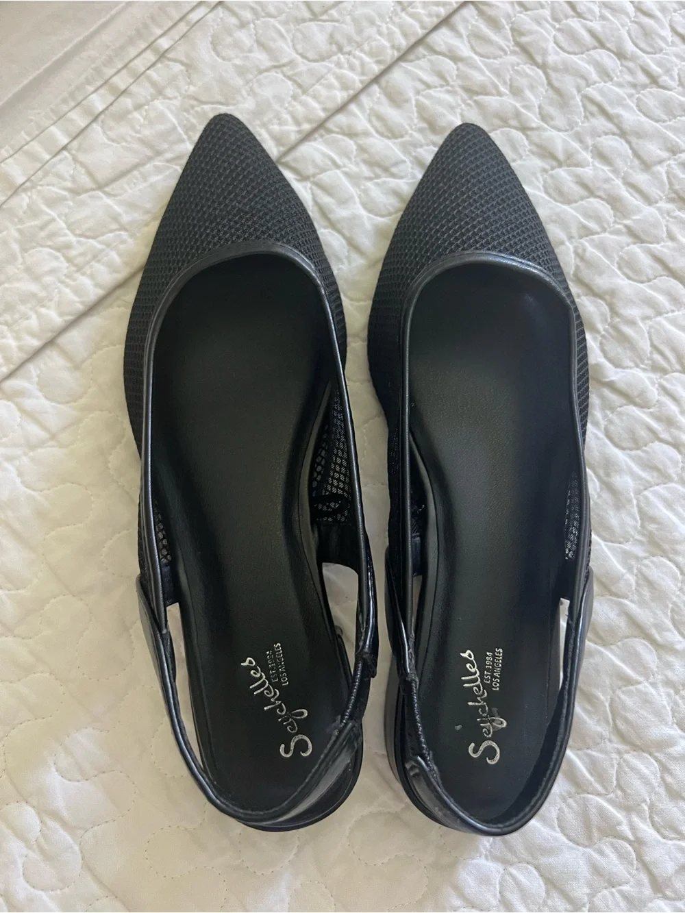 Black Pointed Toe Slingback Flats - Minimal Women's Shoes